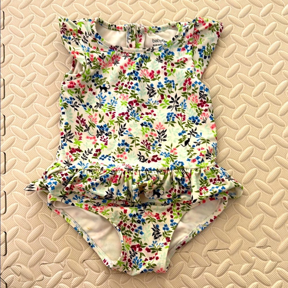 Baby GAP Floral Cat Peplum Swimsuit